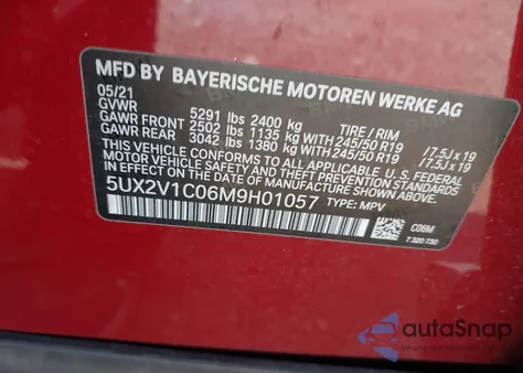 2021 BMW X4 xDrive30I from USA, damaged, VIN 5UX2V1C06M9H01057